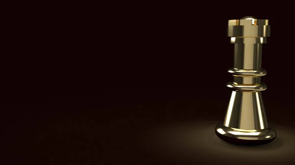 O xadrez dourado em imagem abstrata escura renderização 3d para negócios — Fotografia de Stock