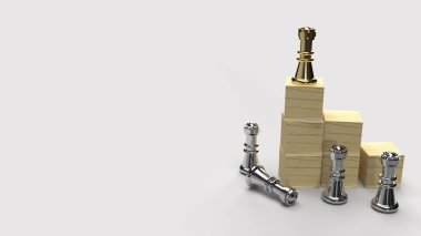  Satranç ve ahşap küp iş içeriği için 3D oluşturma.