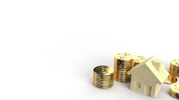 Juguete Casero Madera Monedas Oro Representación Para Contenido Empresarial —  Fotos de Stock