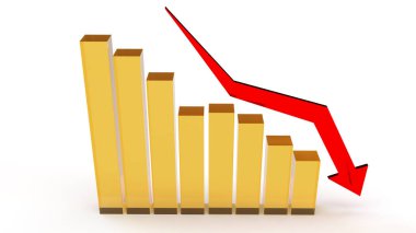  İşletme içeriği için 3d grafiğinde aşağıya bakan kırmızı ok.