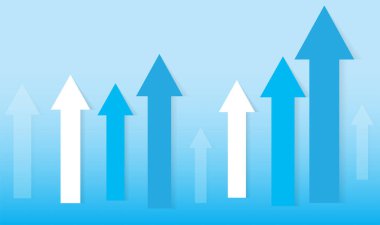 İş içeriği için mavi ton vektör resmini gösteren ok.