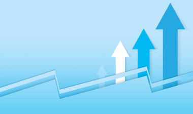 İş içeriği için mavi ton vektör resmini gösteren ok.