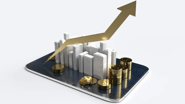 Épület Diagram Fel Tabletta Renderelés Üzleti Tartalom — Stock Fotó