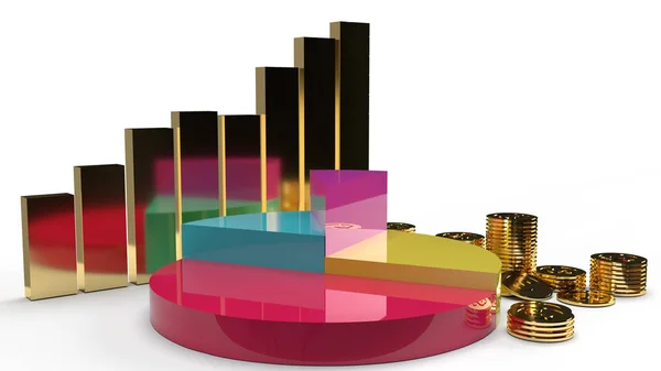 Den Flerfärgade Cirkel Diagram Rendering Vit Bakgrund För Affärsinnehåll — Stockfoto