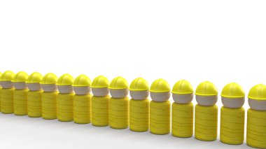 Beyaz arka plandaki tahta oyuncaklar İşçi Bayramı içeriği için hazırlanıyor