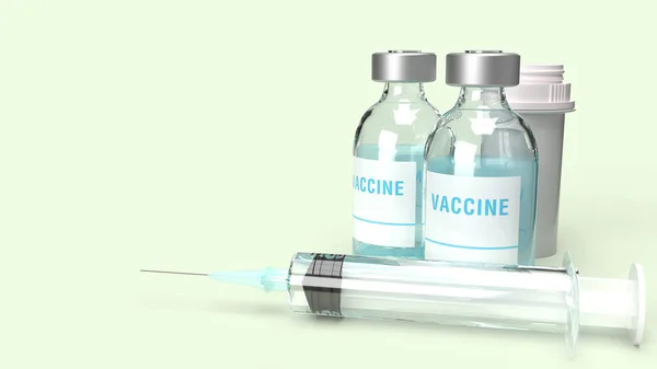 Vaccinflaskorna Spruta Rendering Vit Bakgrund För Medicinskt Innehåll — Stockfoto