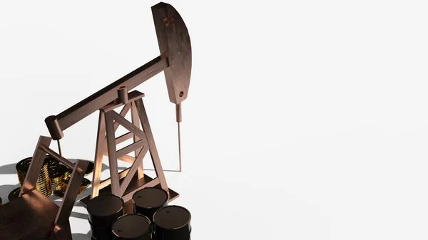 石油含有量のための石油掘削機3Dレンダリング — ストック写真