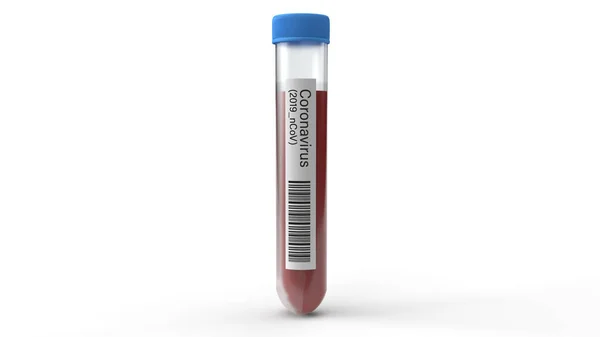 医学コンテンツのための科学チューブコロナウイルスのテスト3Dレンダリング — ストック写真