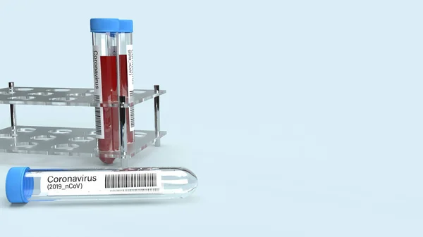医学コンテンツのための科学チューブコロナウイルスのテスト3Dレンダリング — ストック写真