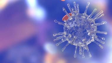 The covid 19  virus 3d rendering blue tone  for medical content. clipart