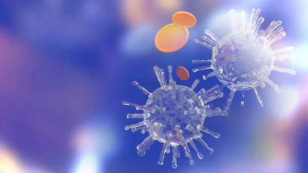 Wirus Covid Odwzorowywania Niebieskiego Tonu Dla Treści Medycznych — Zdjęcie stockowe