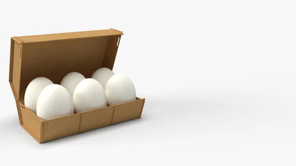 Die Eier Pappschachtel Auf Weißem Hintergrund Rendering Für Den Lebensmittelgehalt — Stockfoto