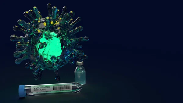 Covid 19病毒微生物3D在医学上的表达 — 图库照片