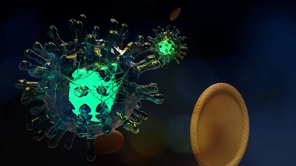 The covid 19  virus microorganism  3d rendering   for medical content.