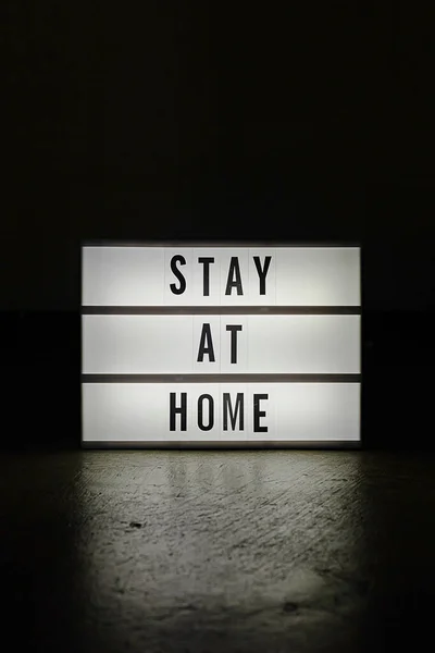 Cinema Lightbox Stay Home Word Protect Coronavirus Content — Stock fotografie