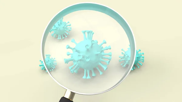 Magnifying Glass Virus Rendering Medical Content — Stock Photo, Image
