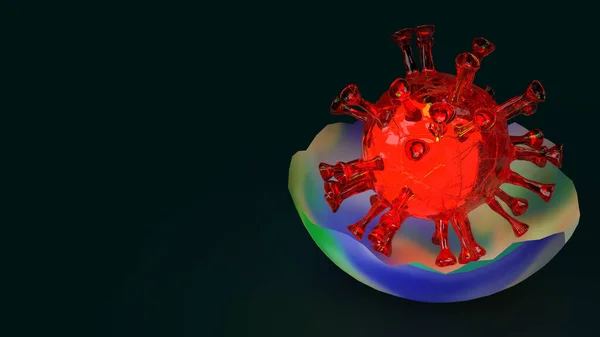 世界上的病毒破解3D渲染为医学内容 — 图库照片