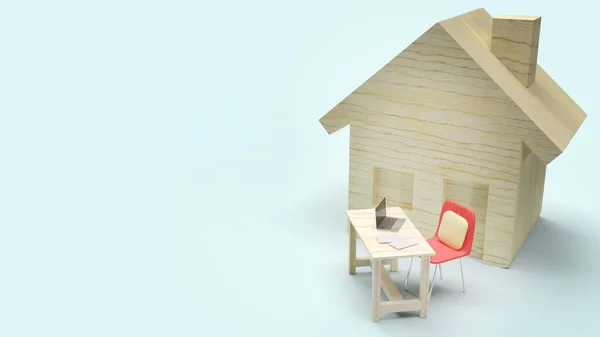 家庭和工作站3D从家庭内容渲染工作 — 图库照片