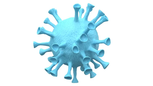 Det Blå Viruset Vit Bakgrund Rendering För Viruskris — Stockfoto