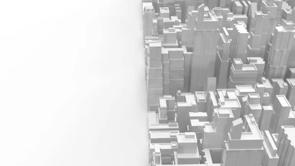 不動産ビジネスコンテンツのための白い3Dレンダリング都市の建物 — ストック写真