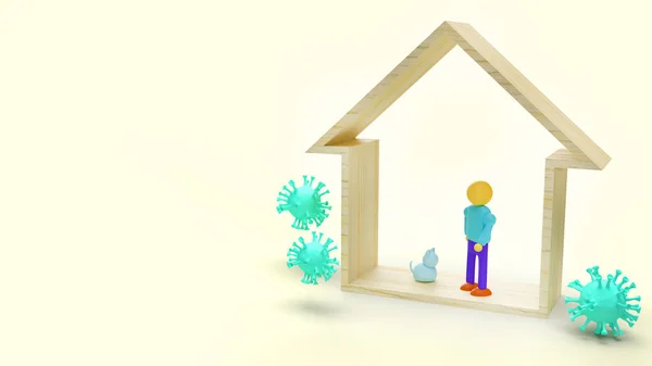 Das Holzspielzeug Hause Und Holzfigur Rendering Für Die Arbeit Von — Stockfoto