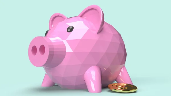 Piggy银行3D渲染货币内容 — 图库照片