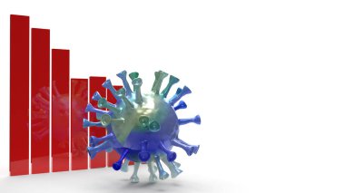 Virüs yüzey dünyası ve tıbbi içerik için beyaz arkaplan 3D grafiği.