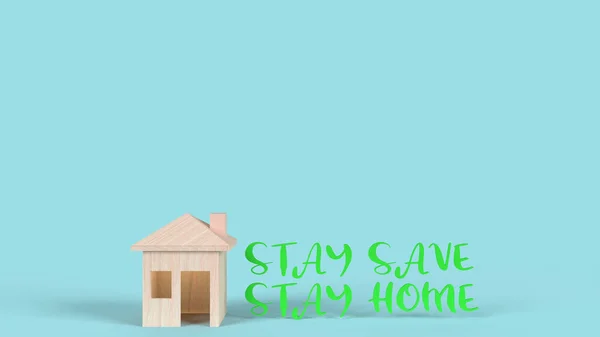 Home Text Stay Stay Home Blue Background Rendering Social Distancing — Stock Photo, Image