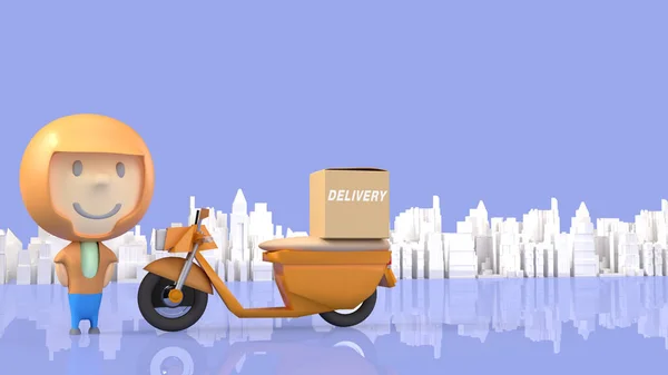A man and  bike delivery 3d rendering for  transport  content.