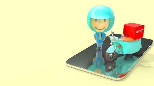 A man and  bike delivery 3d rendering for  delivery application  content.