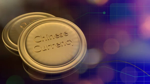 Las Monedas Oro Representación Para Contenido Moneda Digital China — Foto de Stock