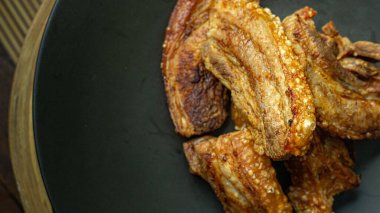 Gıda içeriği için kıtır kıtır domuz göbeği düz görüntü.