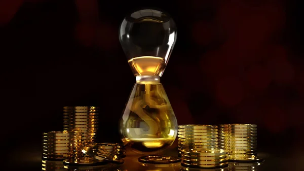 Hourglass Gold Coins Rendering Business Content — Stock Photo, Image
