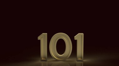 Acemi konsepti için koyu renkli sembolde 101 altın numara 3D yorumlama
