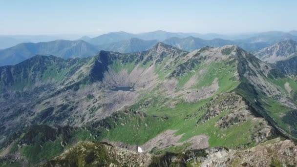 Scenic view of the beautiful landscape in the Siderian mountains, Beautiful nature of Lake Baikal. Aerial drone flights. — Stock Video