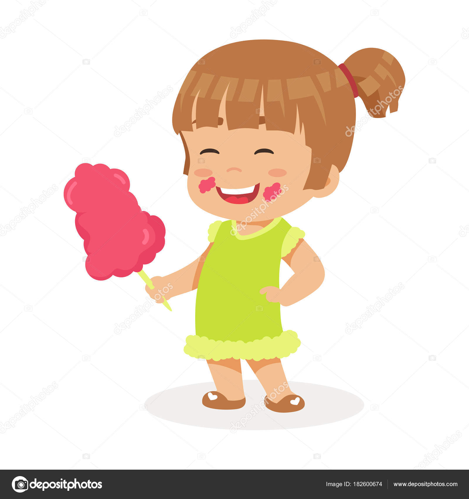 Cheerful Little Girl Eating Sugar Candy Stock Vector Image by ©yellowline  #182600674