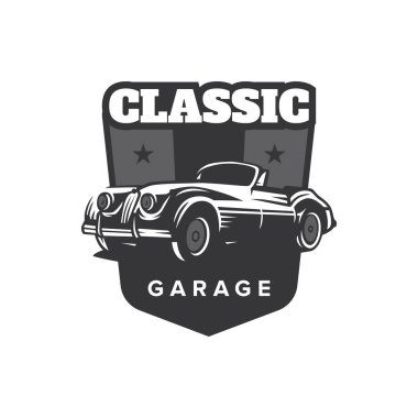 Klasik Otomobil illüstrasyon, klasik araba Logo Rozet