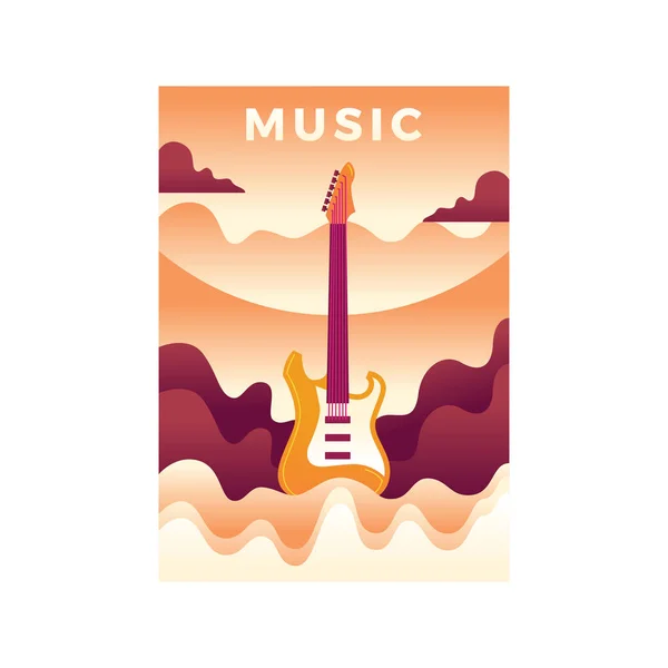 Cartel Musical Ilustración Guitarra — Vector de stock