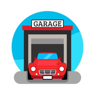 Araba Servisi/garaj düz vektör çizim