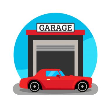 Araba Servisi/garaj düz vektör çizim