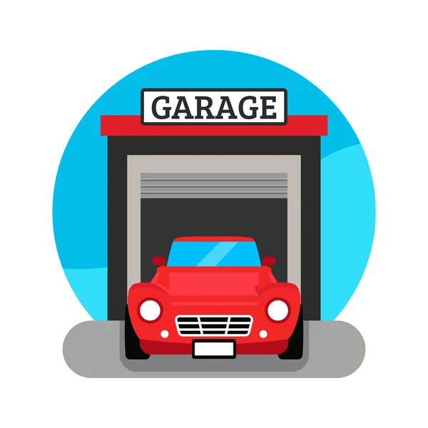 Car Service Garage Flat Vector Illustration — Stock Vector