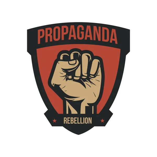 Propaganda Badge, Fist Hand — Stock Vector