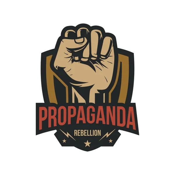 Propaganda Badge, Fist Hand — Stock Vector