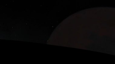 2 exoplanets, bir ana yıldız ve galaksi içinde belgili tanımlık geçmiş telefoto timelapse animasyon