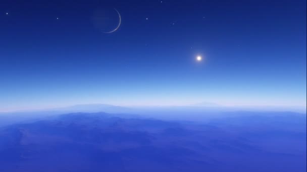 Rocky exoplaneta timelapse animace s hlavní hvězdou a blízké planety viditelné — Stock video