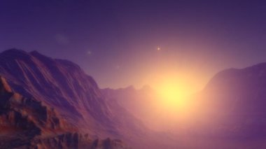 Pembe bir atmosfer ile bir dünya benzeri exoplanet gösterilen alan animasyon