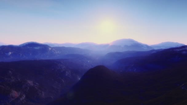 Une animation aérienne d'une exoplanète rocheuse au coucher du soleil — Video