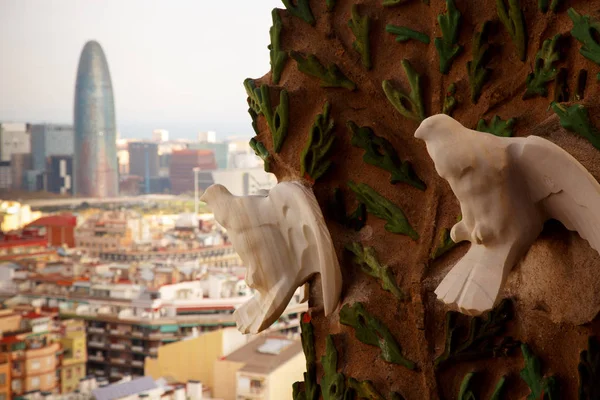 Barcelona centro desde La Sagrada Familia — Foto de Stock