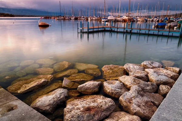 Lago de Ginebra y puerto deportivo — Foto de Stock
