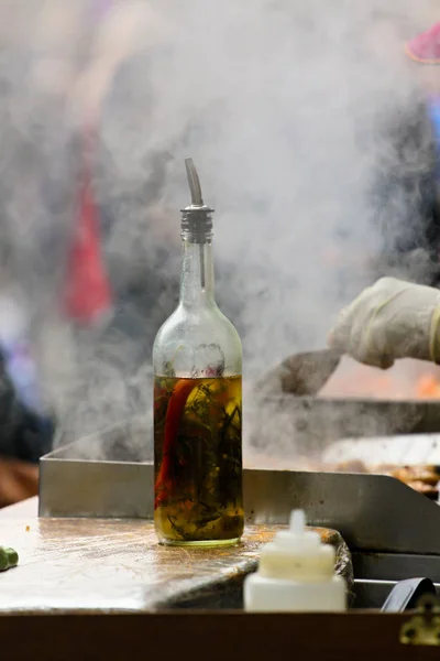 Biber sosu bir sokak gıda stand